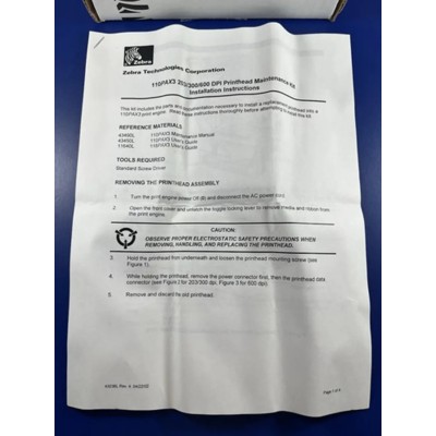 Genuine Zebra 110PAX3 203 DPI Print Engine Thermal Printhead 43036-1M